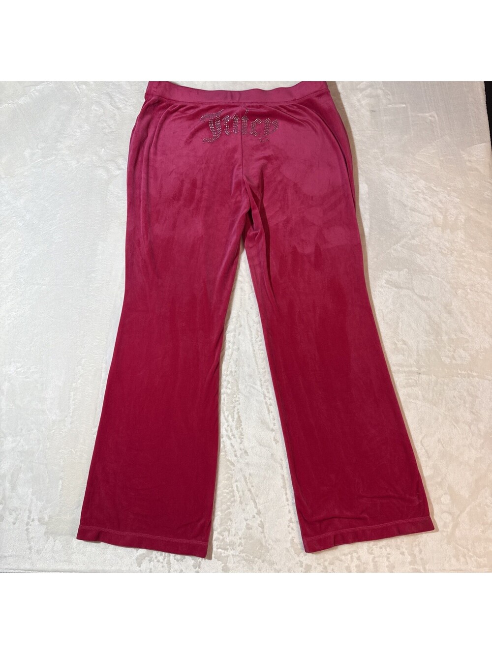 Juicy Couture Velour Pants Rhinestone Logo Hot Pink LG
